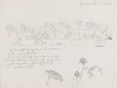 Drawing. Sketches. The Village Guarumo, Probably in Colombia. by Frederic Edwin Church